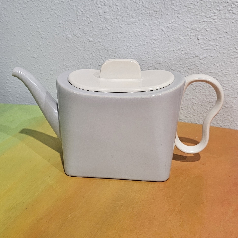1940s Franciscan Ware Tiempo Gray & White Teapot